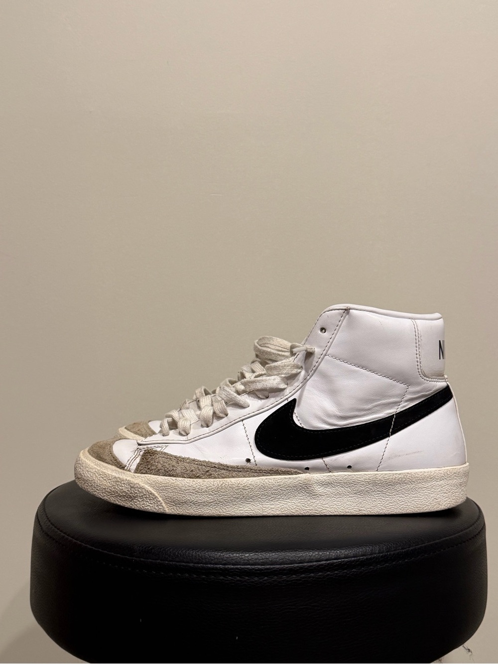 Nike White and Black High-Top Sneaker